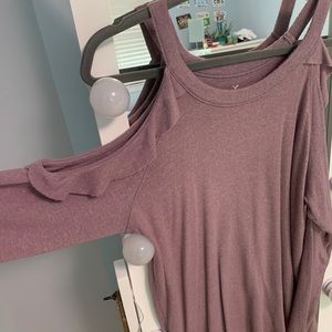 Ruffled cut-out shoulder top